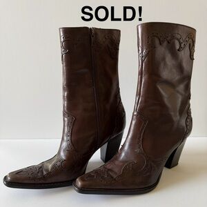 Antonio Melani Brown Heeled Glove Fit Boots/Booties Sz 6.5M - Free Shipping